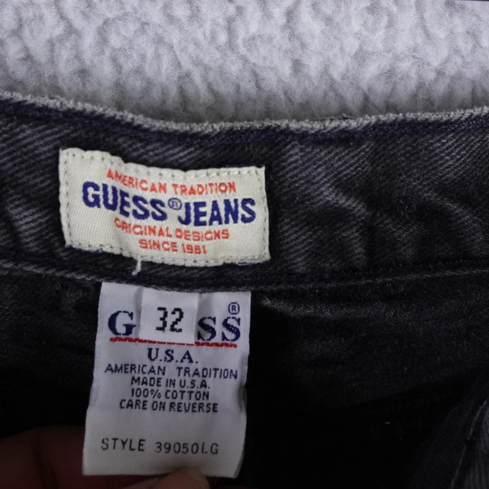 Vintage Guess Jeans Mens 32x32 Black High Waisted Tapered Leg Denim‎ Made in USA